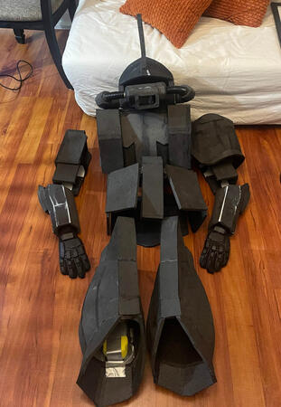 zaku cosplay parts laid out